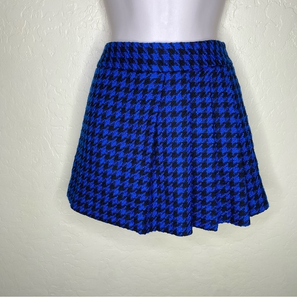 Zara Blue Houndstooth Box Pleat Skort Skirt Nwt Size XS - Picture 2 of 16